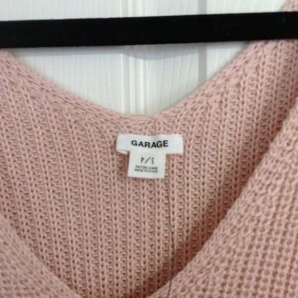 GARAGE NWT Boxy Distressed Slouchy V-Neck Peach Whip Sweater Small Boho Chic - Picture 5 of 11